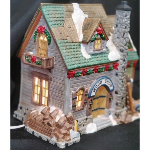 Santa Workbench SAWMILL CREEK WOODSHOP Christmas Village mill building REPAIRED - Picture 5 of 13